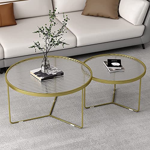 Baodiale Moderne Couchtische mit Glasplatte, 2er-Set für das Wohnzimmer mit stabilen Metallbeinen, Leichter Luxus-Sofatisch für den Mittelbereich in moderner Wohnkultur von Baodiale