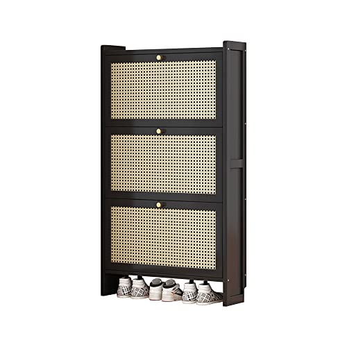 Baodiale Schmaler Rattan-Schuhschrank mit 2/3 Klappschubladen – moderner Eingangsbereich für Absätze und Hausschuhe, freistehendes Lagerregal für Wohnzimmer und Flur von Baodiale
