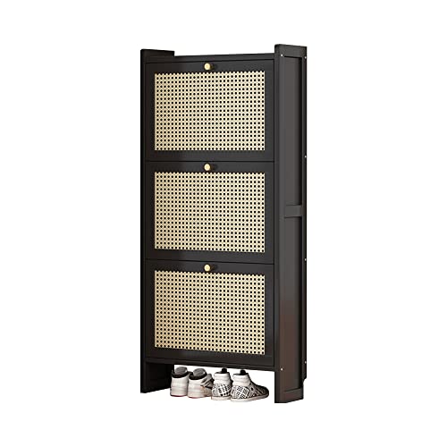 Baodiale Schmaler Rattan-Schuhschrank mit 2/3 Klappschubladen – moderner Eingangsbereich für Absätze und Hausschuhe, freistehendes Lagerregal für Wohnzimmer und Flur. von Baodiale