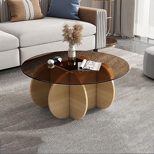 Baodiale Unregelmäßige dreieckige Couchtischplatte aus Glas mit Massivholzbasis - Moderne runde Mitte für Wohnzimmer und Terrasse klar gehärtetes Seitentee Baodiale Unregelmäßige dreieckige Couchtischplatte aus Glas mit Massivholzbasis - Moderne runde Mitte für Wohnzimmer und Terrasse klar gehärtetes Seitentee von Baodiale