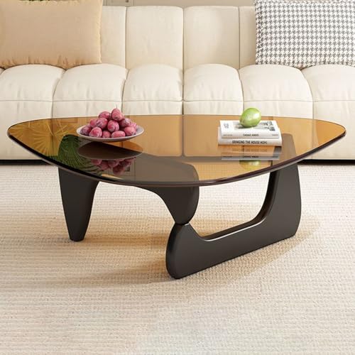 Baodiale Unregelmäßiger dreieckiger Couchtisch aus Glas Dreieckstisch abstrakte Tische mit Holzsockel Mid-Century Modern Tisch kleines Zentrum für das Home Office Baodiale Unregelmäßiger dreieckiger Couchtisch aus Glas Dreieckstisch abstrakte Tische mit Holzsockel Mid-Century Modern Tisch kleines Zentrum für das Home Office von Baodiale