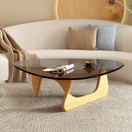 Baodiale Unregelmäßiger dreieckiger Couchtisch aus Glas Mid-Century Modern dreieckige Platte mit Zwei Sockeln für Wohnzimmer Home Office graues Natur-Finish Baodiale Unregelmäßiger dreieckiger Couchtisch aus Glas Mid-Century Modern dreieckige Platte mit Zwei Sockeln für Wohnzimmer Home Office graues Natur-Finish von Baodiale