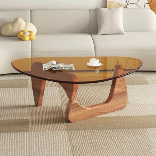 Baodiale Unregelmäßiger dreieckiger Couchtisch aus Glas Mitte des Jahrhunderts Dreieck-Mitte für Wohnzimmer modernes Tee-Ende Terrasse von Baodiale