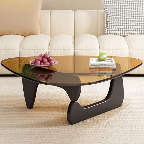 Baodiale Unregelmäßiger dreieckiger Couchtisch aus Glas Mitteltische für das Wohnzimmer Mid-Century Modern Holzsockel und durchsichtige Platte klein Baodiale Unregelmäßiger dreieckiger Couchtisch aus Glas Mitteltische für das Wohnzimmer Mid-Century Modern Holzsockel und durchsichtige Platte klein von Baodiale
