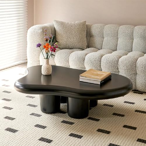 Baodiale Unregelmäßiger dreieckiger Couchtisch aus Glas Wolkentisch cremeweißer moderner Teetisch Ende aus Fiberglas in Wolkenform für kleine Wohnräume von Baodiale