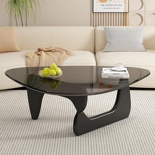 Baodiale Unregelmäßiger dreieckiger Couchtisch aus Glas in Walnuss für Wohnzimmer klar mit Massivholzsockel Mid Century Modern kleine Räume Baodiale Unregelmäßiger dreieckiger Couchtisch aus Glas in Walnuss für Wohnzimmer klar mit Massivholzsockel Mid Century Modern kleine Räume von Baodiale