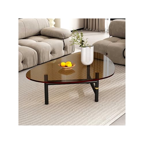 Baodiale Unregelmäßiger dreieckiger Couchtisch aus Glas moderner niedriger Teetisch mit gehärteter Platte in der Mitte für Wohnzimmer Büros und Esszimmer abstraktes Design von Baodiale