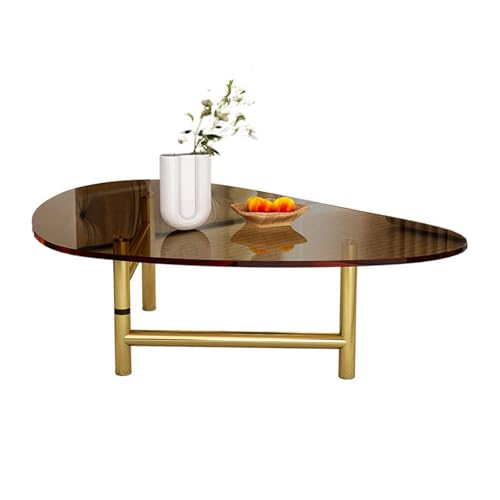 Baodiale Unregelmäßiger dreieckiger Couchtisch aus Glas moderner niedriger Teetisch mit gehärteter Platte und goldenen Beinen ideal für Wohnzimmer Büros Essbereiche kleine stilvolle von Baodiale