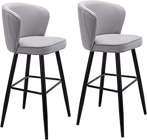 Barhocker in Thekenhöhe, 2er-Set, Thekenhocker mit Armlehne und Rückenlehne, luxuriöse Barhocker aus PU-Leder mit Samtsitz für Bistro, Esszimmer, Frühstück, Kücheninsel Barhocker in Thekenhöhe, 2er-Set, Thekenhocker mit Armlehne und Rückenlehne, luxuriöse Barhocker aus PU-Leder mit Samtsitz für Bistro, Esszimmer, Frühstück, Kücheninsel von Baodiale