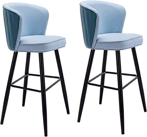 Barhocker in Thekenhöhe, 2er-Set, Thekenhocker mit Armlehne und Rückenlehne, luxuriöse Barhocker aus PU-Leder mit Samtsitz für Bistro, Esszimmer, Frühstück, Kücheninsel von Baodiale