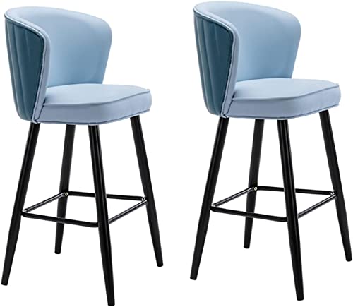 Barhocker in Thekenhöhe, 2er-Set, Thekenhocker mit Armlehne und Rückenlehne, luxuriöse Barhocker aus PU-Leder mit Samtsitz für Bistro, Esszimmer, Frühstück, Kücheninsel von Baodiale