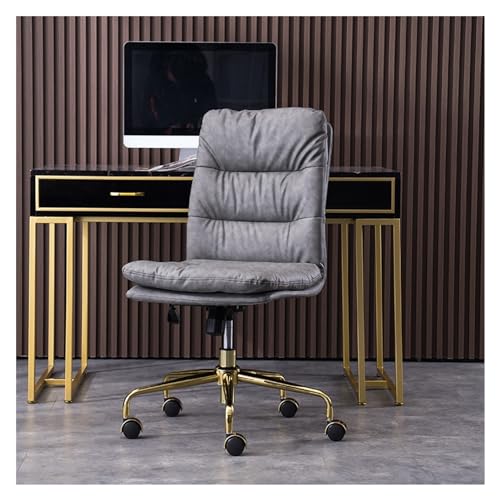 Bequeme Computerstühle, Bürodrehstuhl mit hoher Rückenlehne und einstellbarer Höhe und PU-Leder, bequemer Computertisch für Zuhause, ergonomisch, Executive-Metallbasis, keine Armlehne, Schwarz von Baodiale