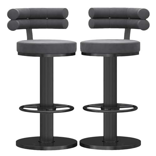 Hocker in Thekenhöhe, robuste Barhocker, Hochstuhl mit mechanischer Hebefunktion, multifunktionale Thekenstühle aus Samt, Kücheninselhocker mit runder Sitzfläche und gebogener Rückenlehne von Baodiale