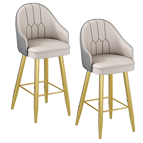 Hocker in Thekenhöhe Barhocker in Thekenhöhe Barhocker mit Rückenlehne und Armlehnen 2er-Set Stilvoller Frühstücksstuhl aus Pu-Leder für Frühstücksbar, Küche und Zuhause Barhocker von Baodiale