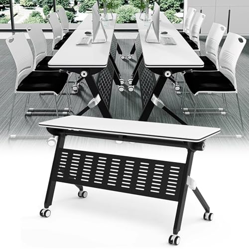 Klappbarer Konferenztisch, Klappbarer Konferenztisch, moderner mobiler Besprechungstisch mit Feststellrollen, großes Rechteck, Schulung für Büro, Schule und Seminarräume von Baodiale