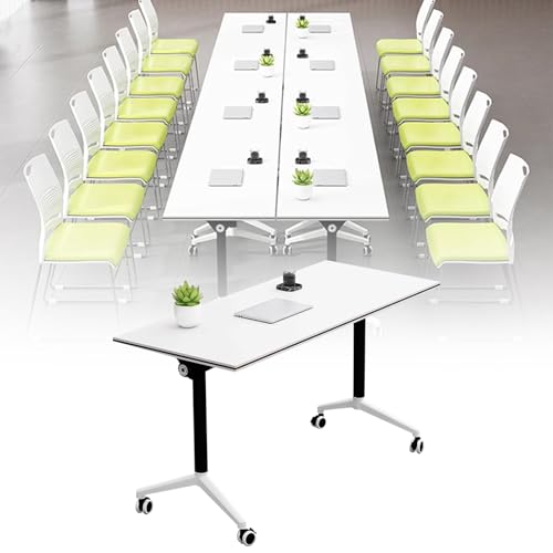 Klappbarer Konferenztisch, Klappbarer Konferenztisch mit Flip-Top, moderner mobiler Büroschreibtisch mit Rollen, platzsparender rechteckiger Raum für Besprechungen, Schulungen und den Heimgebrauch von Baodiale