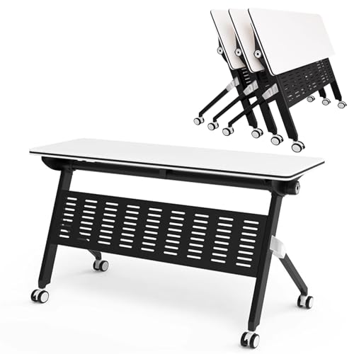 Klappbarer Konferenztisch, faltbarer Konferenztisch mit Rädern, moderner rechteckiger mobiler Besprechungs- und Schulungstisch mit Klappplatte für Büro, Klassenzimmer und Zimmer, einfacher Transport von Baodiale