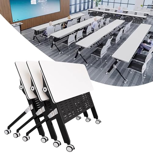 Klappbarer Konferenztisch, multifunktionaler klappbarer Konferenztisch, mobiler Bürotisch mit Universalrädern, rechteckiges Flip-Top-Design für Schulungstreffen und Klassenzimmer, platzsparend von Baodiale
