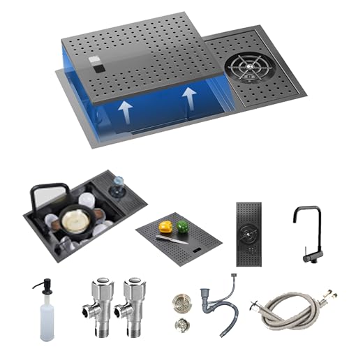 Küchenspüle Einbauspüle kleine Küchenspüle schwarz versteckte Stange mit Wasserhahn Kombi-Spüle mit Einzelbecken Unterbau/Aufbau Farmhouse-Edelstahl Universal-Unterlegscheibe Abdeckung Küchenspüle Einbauspüle kleine Küchenspüle schwarz versteckte Stange mit Wasserhahn Kombi-Spüle mit Einzelbecken Unterbau/Aufbau Farmhouse-Edelstahl Universal-Unterlegscheibe Abdeckung von Baodiale