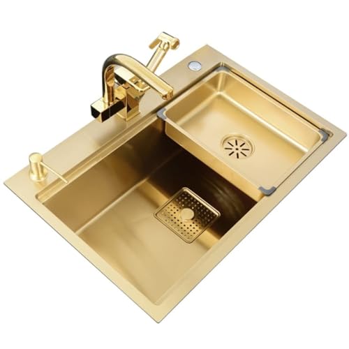 Küchenspüle Gold Edelstahl Einzelbecken Bar-Vorbereitungsspüle mit Schneidebrett Einbau- oder Unterbau-Design von Baodiale