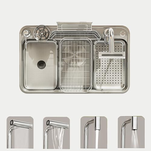 Küchenspüle Wasserfall-Einbauspüle Küchenbar mit Wasserhahn Kombi-Einzelbecken Unterbauspüle modernes Bauernhaus-Set Edelstahl tiefer Seifenspender Tassenspüler Abflusssieb Küchenspüle Wasserfall-Einbauspüle Küchenbar mit Wasserhahn Kombi-Einzelbecken Unterbauspüle modernes Bauernhaus-Set Edelstahl tiefer Seifenspender Tassenspüler Abflusssieb von Baodiale