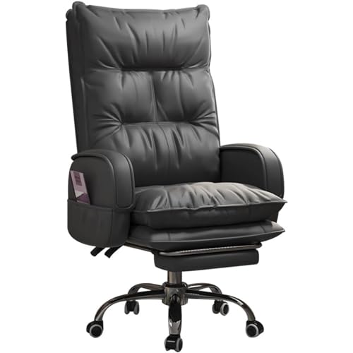 Lazy Sofa Chair Schreibtisch-Bürostuhl Big and Tall Boss PU-Leder-Computer-Chefsessel mit Beinstütze, Lordosenstütze, Weiß von Baodiale