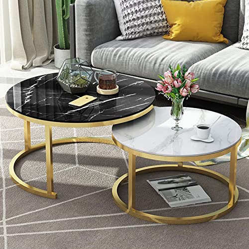 Runder Couchtisch aus Glas, 2er-Set mit minimalistischem Metallrahmen für Wohnzimmer, Schlafzimmer, Büro und Balkon. Einfache Montage und platzsparendes Design. Runder Couchtisch aus Glas, 2er-Set mit minimalistischem Metallrahmen für Wohnzimmer, Schlafzimmer, Büro und Balkon. Einfache Montage und platzsparendes Design. von Baodiale