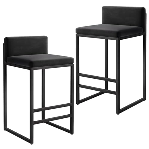 Thekenhocker, Moderne Barhocker, 2er-Set, gepolsterte Thekenhocker mit Rückenlehne und Fußstütze, hohe Barstühle für die Frühstücksküche Thekenhocker, Moderne Barhocker, 2er-Set, gepolsterte Thekenhocker mit Rückenlehne und Fußstütze, hohe Barstühle für die Frühstücksküche von Baodiale
