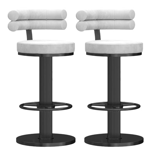 Thekenhocker Barhocker 2er-Set Moderne Thekenhocker für die Küche mit weich gepolsterten Kissen und Rückenlehne, drehbare, höhenverstellbare Barhocker aus Metall-+ von Baodiale