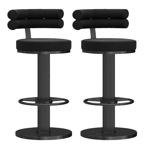 Thekenhocker Barhocker 2er-Set Moderne Thekenhocker für die Küche mit weich gepolsterten Kissen und Rückenlehne, drehbare, höhenverstellbare Barhocker aus Metall-+ von Baodiale