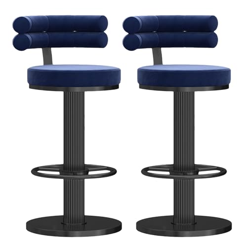 Thekenhocker Barhocker 2er-Set Moderne Thekenhocker für die Küche mit weich gepolsterten Kissen und Rückenlehne, drehbare, höhenverstellbare Barhocker aus Metall-+ von Baodiale