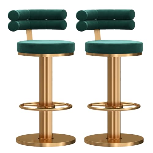 Thekenhocker Barhocker 2er-Set Moderne Thekenhocker für die Küche mit weich gepolsterten Kissen und Rückenlehne, drehbare, höhenverstellbare Barhocker aus Metall-+Gold von Baodiale