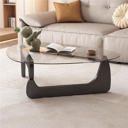 Unregelmäßiger dreieckiger Couchtisch aus Glas Tische für Wohnzimmer Mid-Century Modern abstraktes Enddreieck mit Holzsockel Arbeitszimmer Büro Hotel Balkon von Baodiale