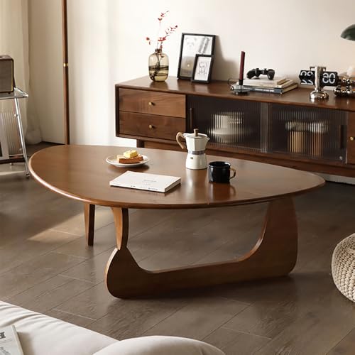 Unregelmäßiger dreieckiger Couchtisch aus Glas dreieckig aus Walnussholz und massivem Eichenholz für Wohnzimmer modern rustikal Ende kleine Räume oval Vintage Seite Büro Zuhause von Baodiale