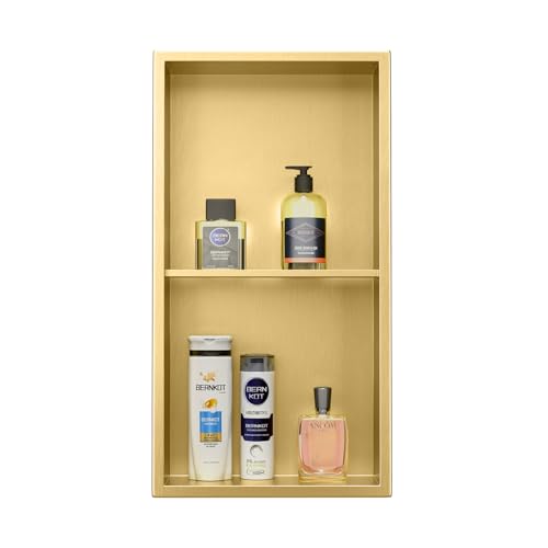 Wandnische für Badezimmer, vertiefte Doppel-Duschnische, rechteckiges, eingebautes Wandeinsatz-Lagerregal, Keine Fliesen erforderlich, Edelstahlregale für Schlafzimmer, Badezimmer, 27,6 x 11 von Baodiale