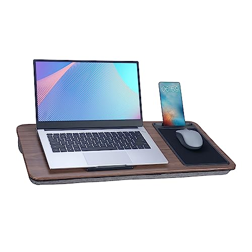 Baoee Schoßschreibtisch, tragbarer Laptop-Schreibtisch mit Kissen-Kissen, passend für Laptops bis zu 17 Zoll, mit Tablet- und Handyschlitz, Mauspad, ideal für Zuhause und Büro (Braun, Groß) von Baoee