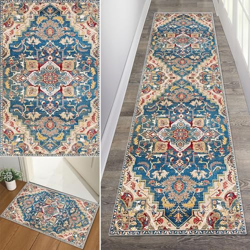 Baoeray Boho Teppich Flur Läufer 40 * 350cm Tribal Waschbar rutschfest Lang Flurläufer Teppich Distressed Küche Teppichläufer Fur Korridor Wohnzimmer Schlafzimmer Anpassbare Größe von Baoeray