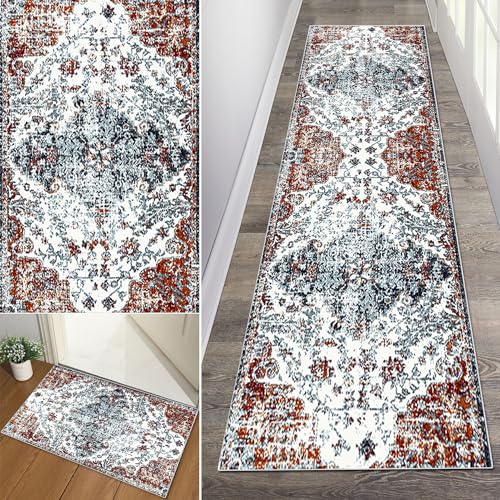 Baoeray Boho Teppich Flur Läufer 60 * 180cm Tribal Waschbar rutschfest Lang Flurläufer Teppich Distressed Küche Teppichläufer Fur Korridor Wohnzimmer Schlafzimmer Anpassbare Größe von Baoeray
