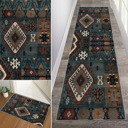 Baoeray Boho Teppich Flur Läufer 70 * 150cm Tribal Waschbar rutschfest Lang Flurläufer Teppich Distressed Küche Teppichläufer Fur Korridor Wohnzimmer Schlafzimmer Anpassbare Größe von Baoeray