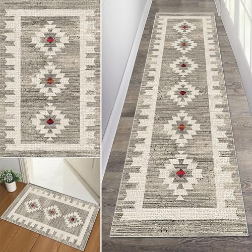 Baoeray Boho Teppich Flur Läufer 80 * 180cm Tribal Waschbar rutschfest Lang Flurläufer Teppich Distressed Küche Teppichläufer Fur Korridor Wohnzimmer Schlafzimmer Anpassbare Größe von Baoeray