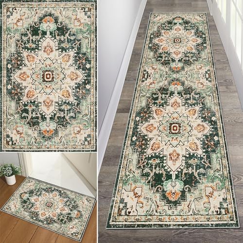 Baoeray Teppich Läufer Flur Waschbar rutschfest Küchenteppich 50 * 150cm Boho Vintage Teppichläufer Lang Flurläufer Teppich Fur Korridor Wohnzimmer Schlafzimmer Anpassbare Größe von Baoeray