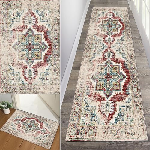Baoeray Teppich Läufer Flur Waschbar rutschfest Küchenteppich 50 * 250cm Boho Vintage Teppichläufer Lang Flurläufer Teppich Fur Korridor Wohnzimmer Schlafzimmer Anpassbare Größe von Baoeray