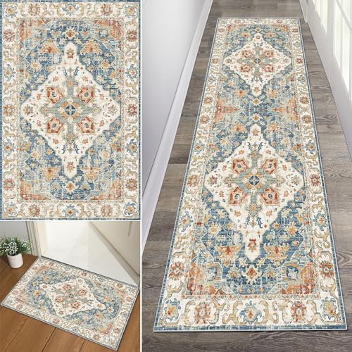 Baoeray Teppich Läufer Flur Waschbar rutschfest Küchenteppich 70 * 140cm Boho Vintage Teppichläufer Lang Flurläufer Teppich Fur Korridor Wohnzimmer Schlafzimmer Anpassbare Größe von Baoeray