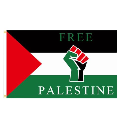 Palästina-Flagge, 90 x 150 cm, palästinensische Flagge, Palästina-Flagge mit 2 Messingösen, lebendige Farben und lichtbeständig, für Party, Prozession, Feier, Zuhause, Outdoor-Dekoration (B) von Baofu