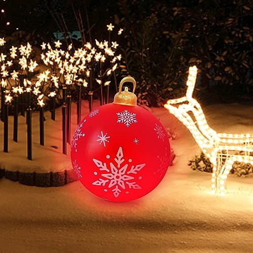 Riesiger aufblasbarer Weihnachtsball aus PVC, 61 cm, beleuchtet, PVC, aufblasbare Weihnachtskugel, Ornamente, aufblasbarer Ball, große Weihnachtsbälle, Dekorationen für draußen, Urlaub, Hof, Rasen, von Baofu