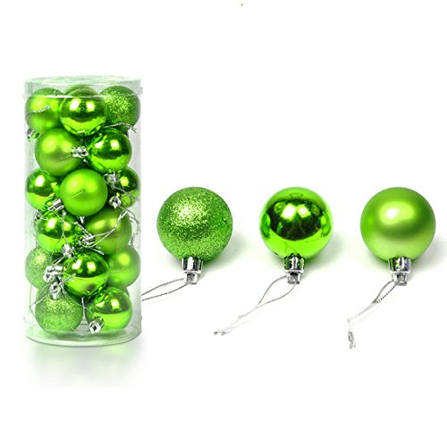 24 Stück Weihnachtskugeln Glänzend Glitzernd Matt Christbaumschmuck bis 4cm Grün von Baogu