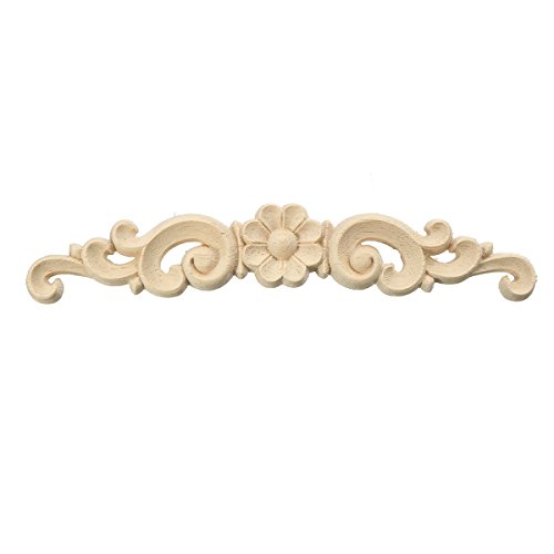 2pcs Schnitzerei Holz Ornament Schrank Möbel Wand deko Blumen Holzornamente 16x3cm von Baogu