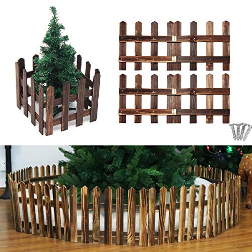 30cm hoch 1.2m Lange Zaun Gartenzaun Dekorative Zäune aus Holz für Weihnachtsbaum Garten Rasen Haustier (Braun) von Baogu