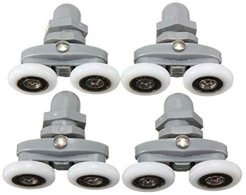 4 Stück Unter Duschtüren Rollen Doppelrollen Ersatzteile Duschkabinentür für 4-10mm Glas Durchmesser 23mm von Baogu
