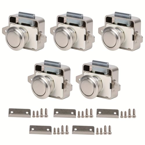 5 Stück Push Lock Schloss Zinklegierung Schlüsselloses RV Schrankschlösser für Schrank Holzschrank Wohnmobile (Grau) von Baogu